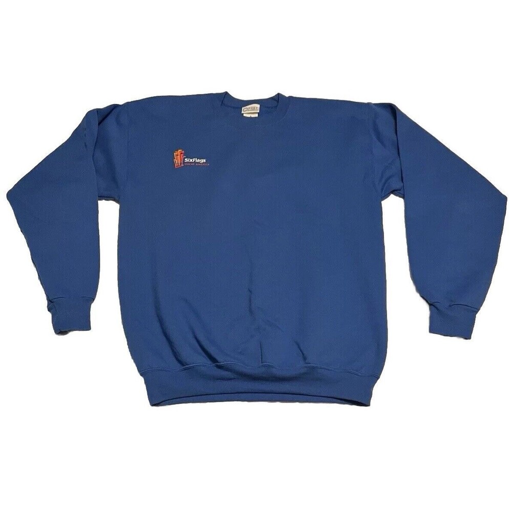 Vintage Six Flags Theme Park USA Cotton Pullover Crewneck Sweatshirt Medium
